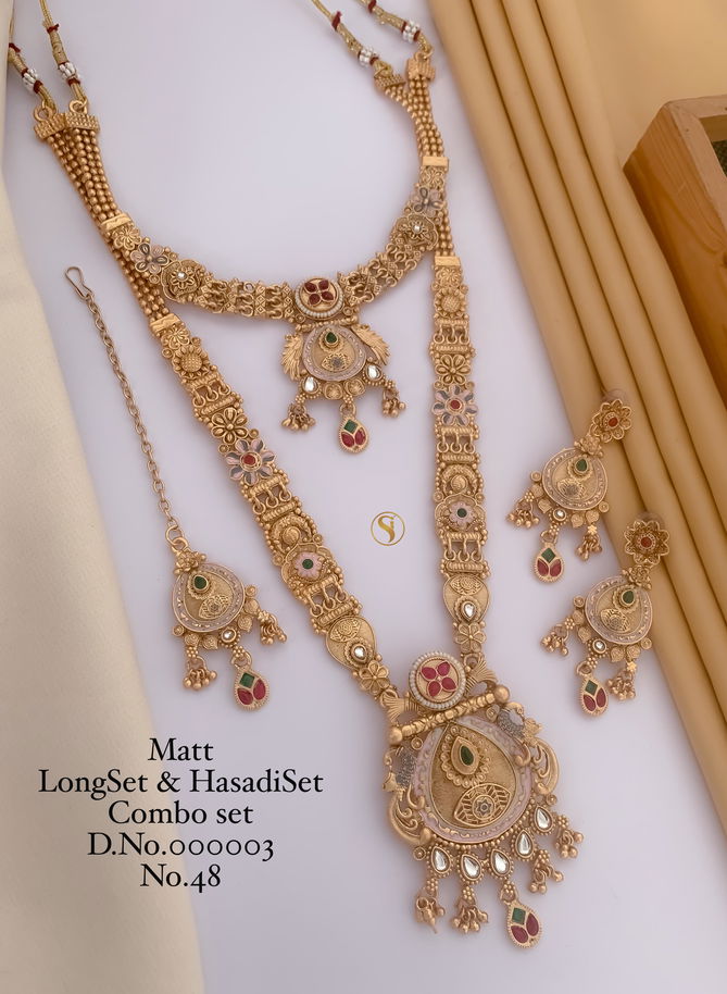 048 MH Wedding Accessories Golden Rajwadi Mina Combo Set Wholesale Shop In Surat
